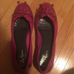 Cole Haan Pink Patent Leather & Suede Bow Flats7.5