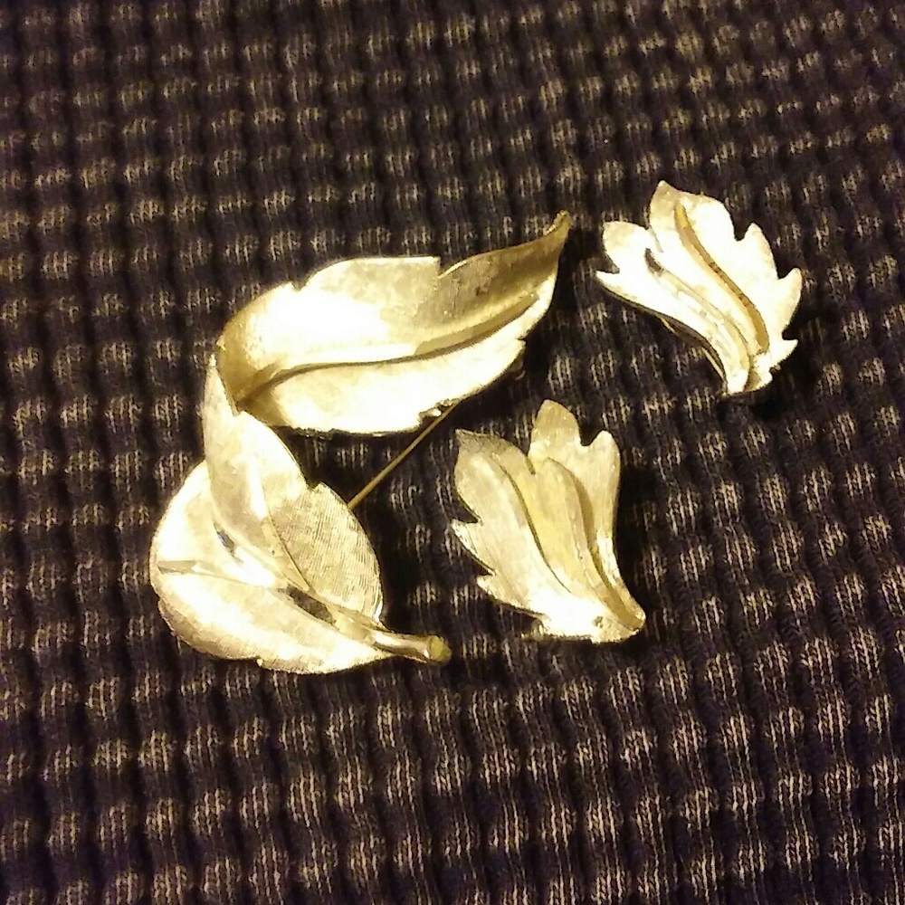 Beautiful BSK Silver Tone Brooch and Earring set.