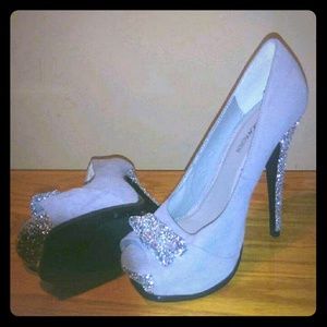 Gray sequined heels