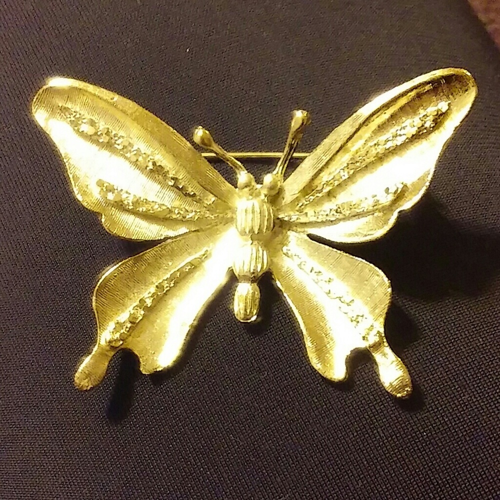 Beautiful B.S.K. Butterfly Brooch Silver Tone