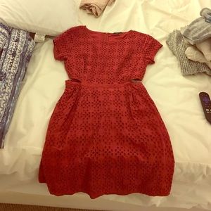 Madewell Red Eyelet Dress with side cut outs