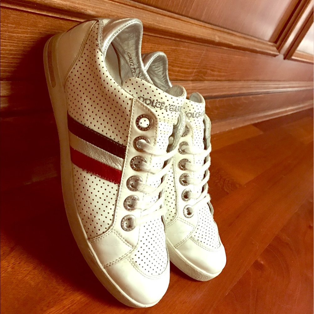 Dolce & Gabbana White Leather Sneakers