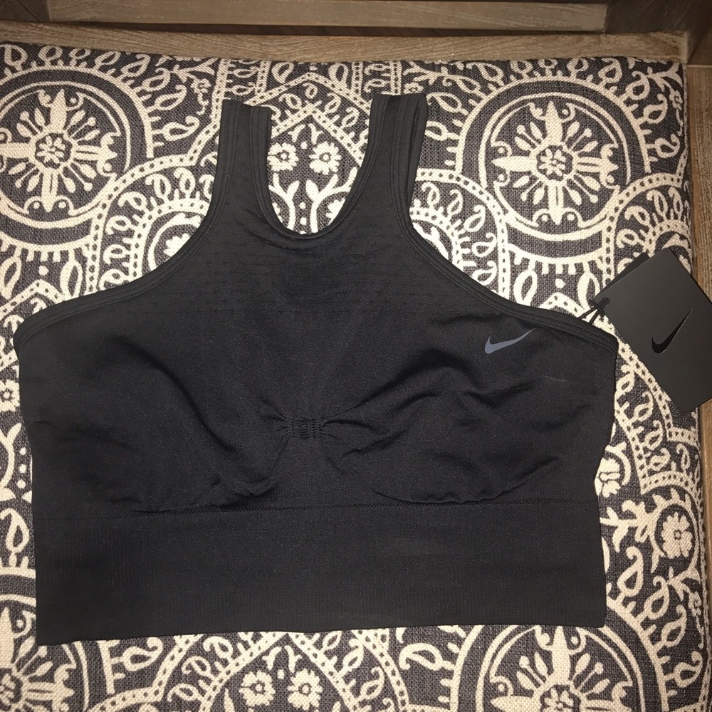 Black Nike high neckline sports bra