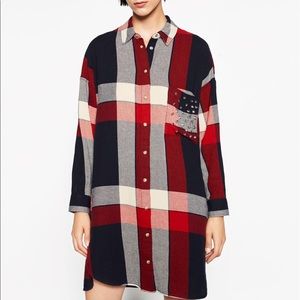 Zara Button Up Plaid Dress