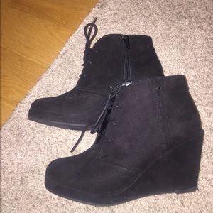 Black Wedge Booties