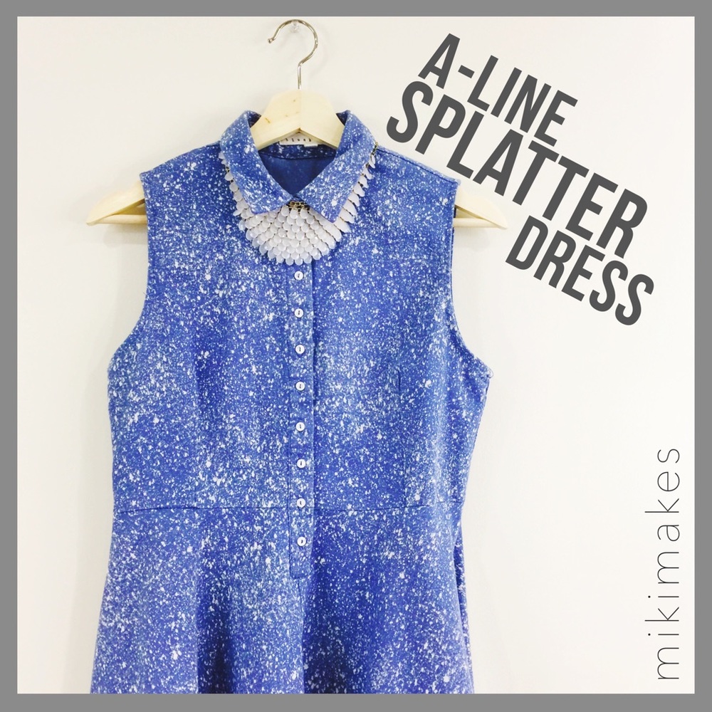 [ blush noir ] blue splatter A-line dress