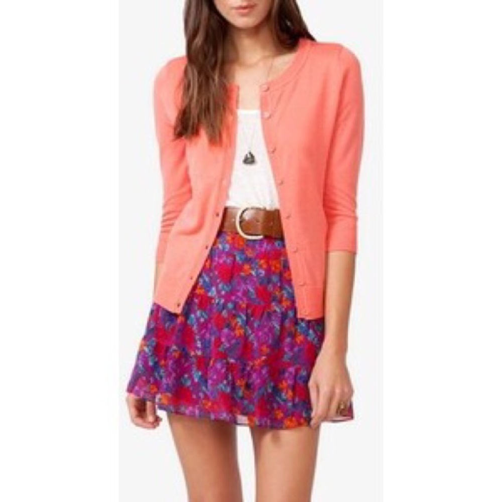 3/4 sleeve length, peach cardigan