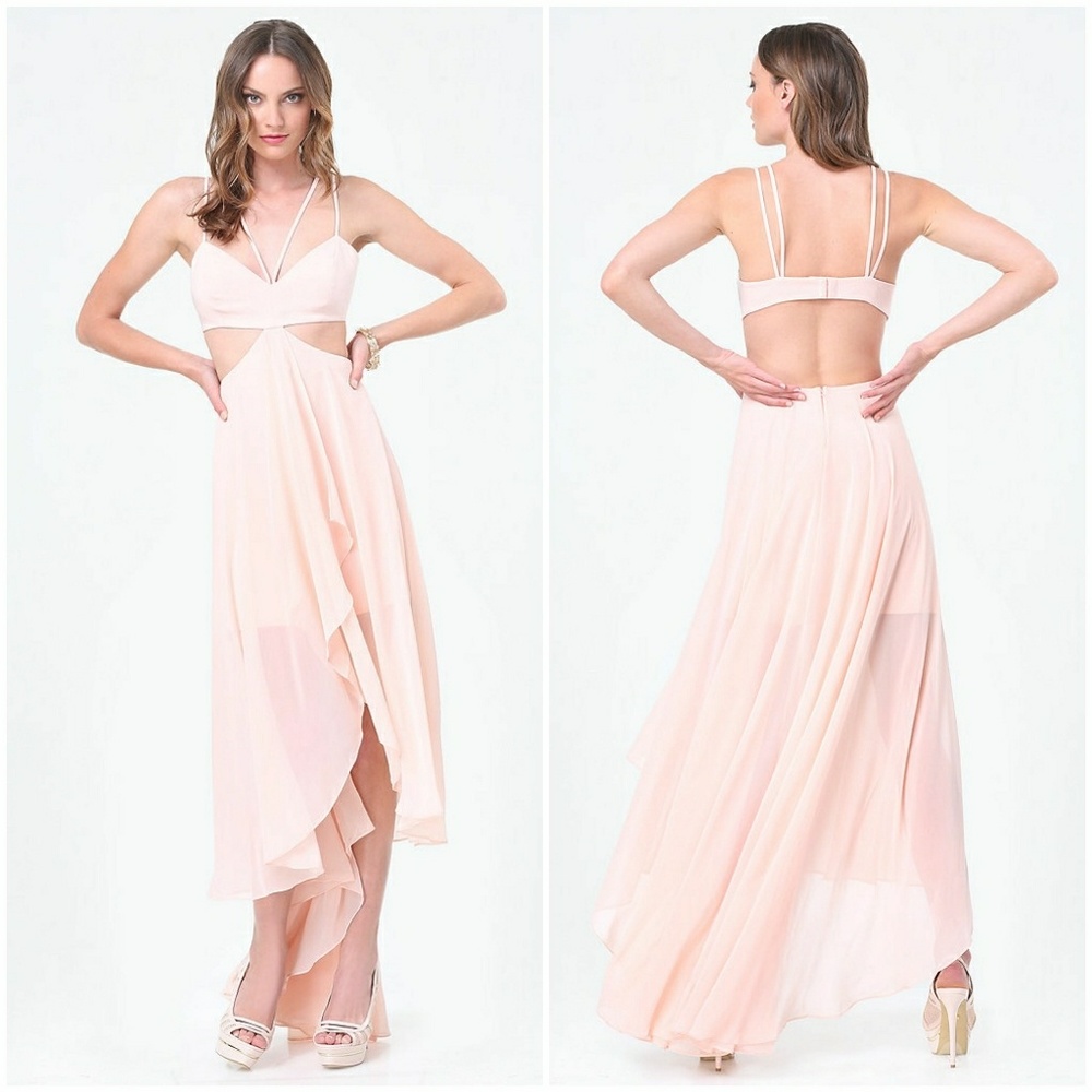 💗Bebe Etherial Seductress Hi Lo Plunge Dress