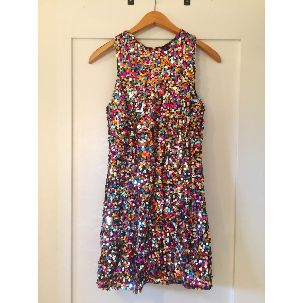 Sequin Sleeveless Multi-Colored Shift Dress