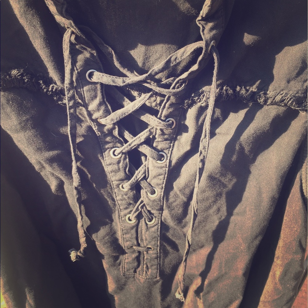Rock and Republic Denim Black Lace Up Shirt