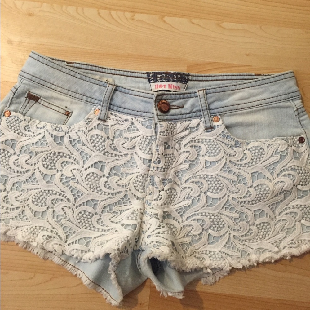 Lace Jean shorts