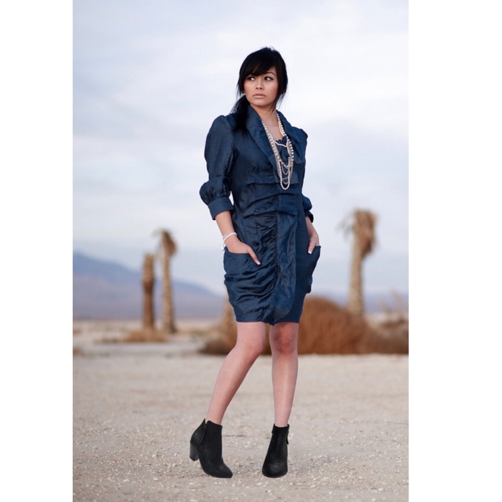Shimmering Copper Black Pointed Toe Ankle Booties - Picture 4 of 8