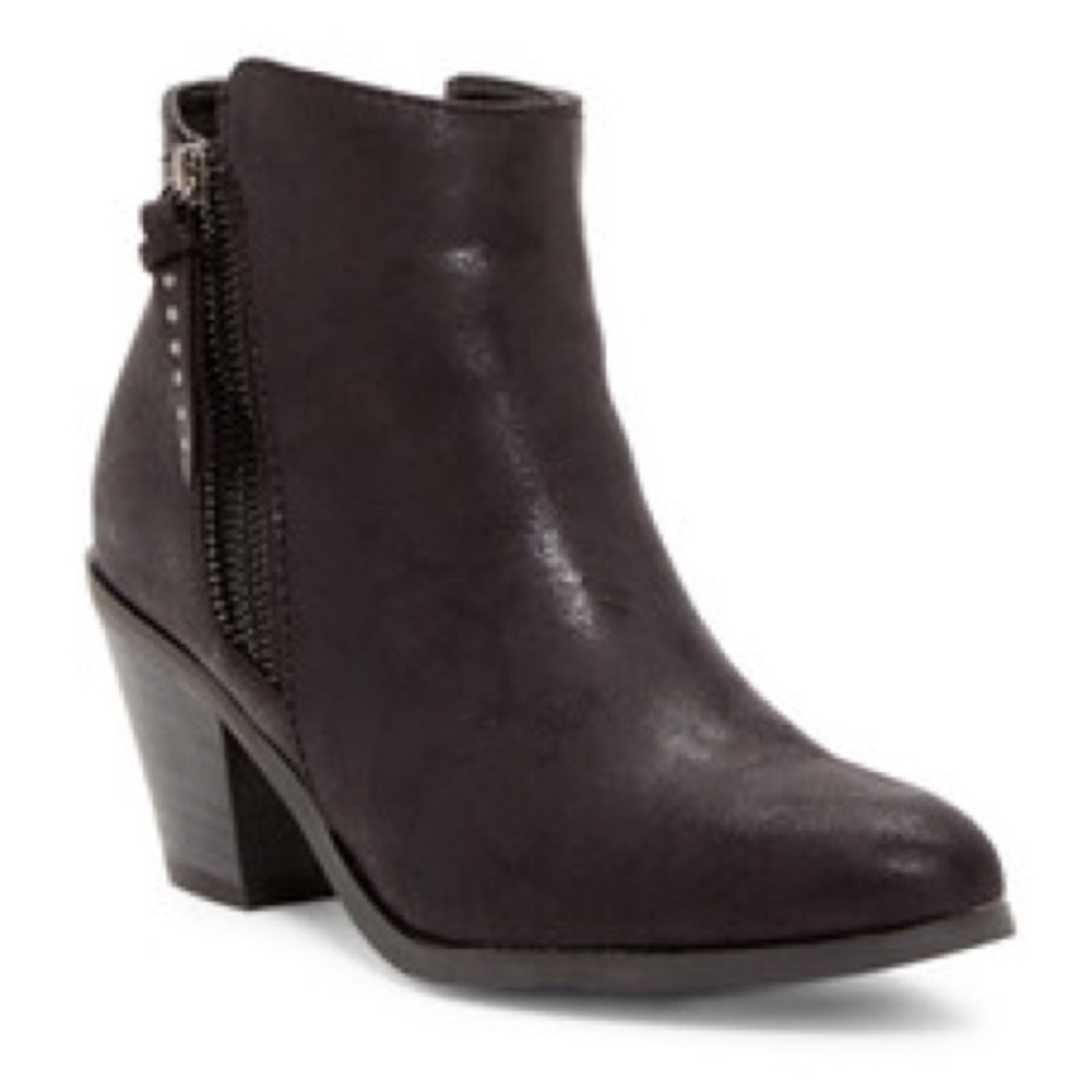 Shimmering Copper Black Pointed Toe Ankle Booties - Picture 6 of 8
