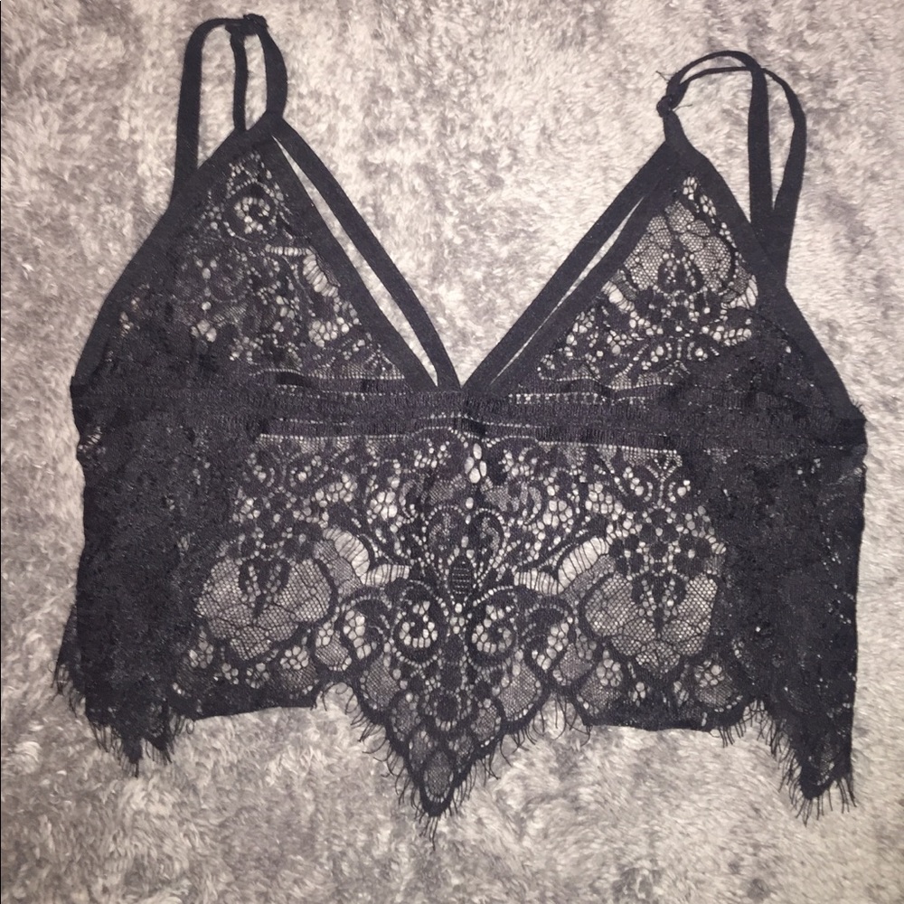 Sheer Black Lace Crop