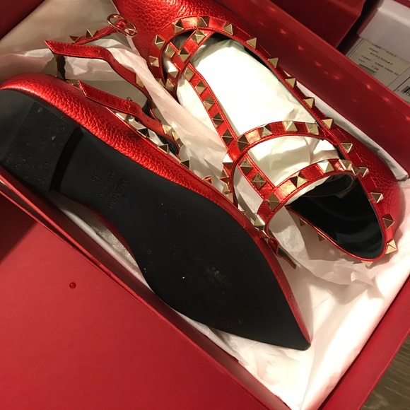 Rock stud textured leather flat shoes SUPER NEW - Picture 2 of 7