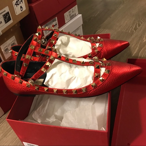 Rock stud textured leather flat shoes SUPER NEW - Picture 4 of 7