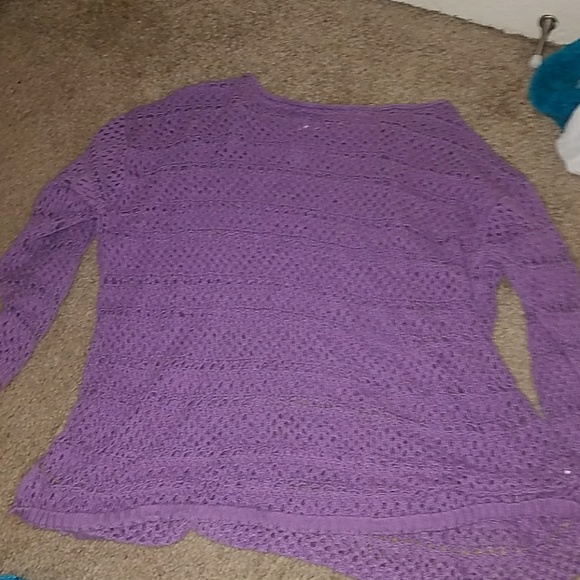 See Through Purple Off The Shoulder Shirt - Picture 1 of 3