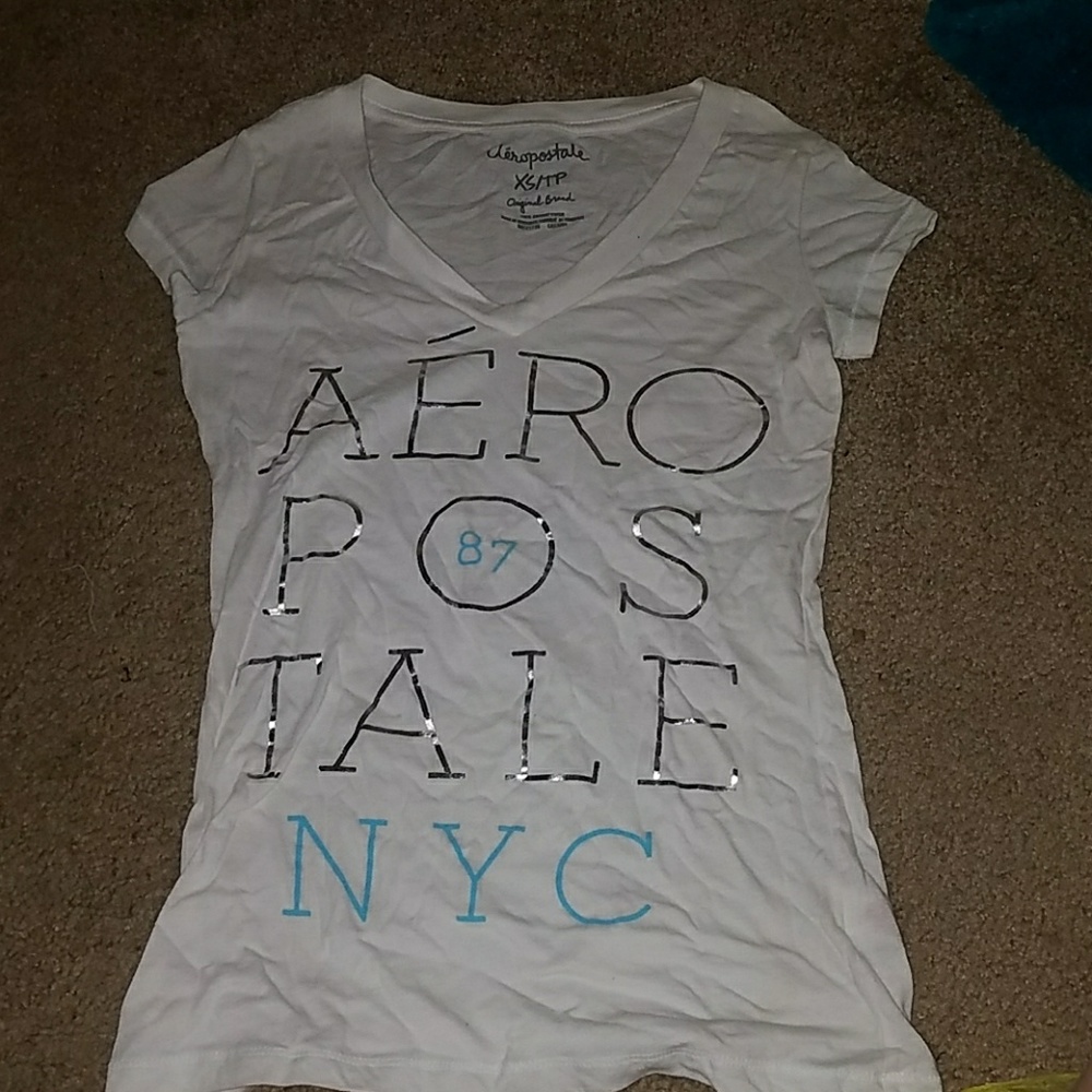 Aeropostale Short Sleeve White Shirt. XS.