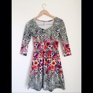 Floral & Leopard Print Dress