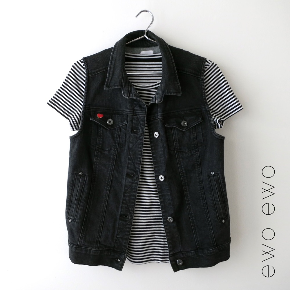Leith Black Sleeveless Denim Jacket (Jean Vest)