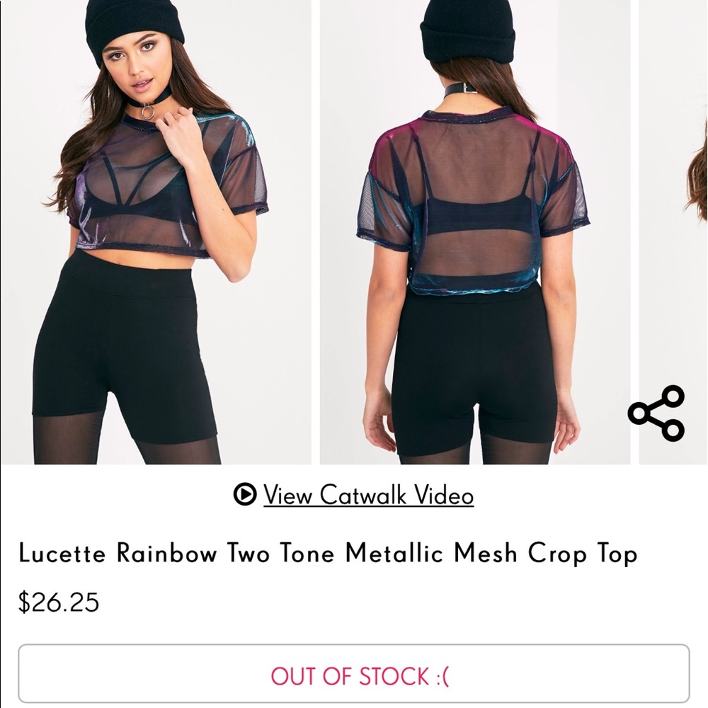 Reflective rave mesh top