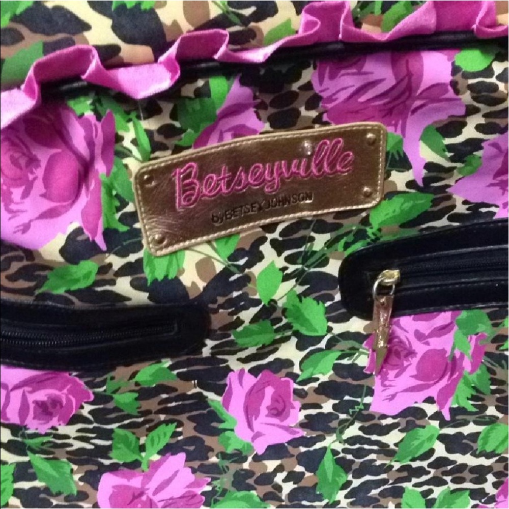 Betsey Johnson luggage carry on purple black rose - Picture 2 of 6