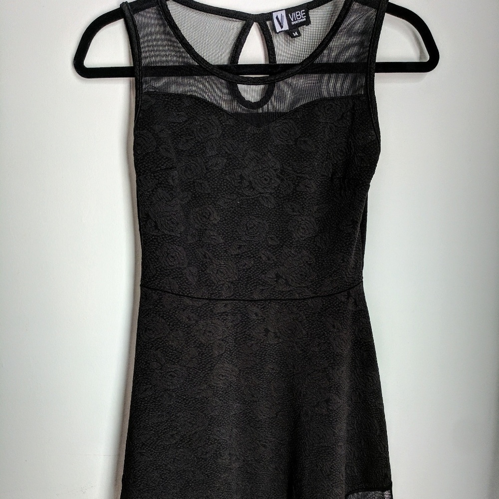 Black mesh skater dress