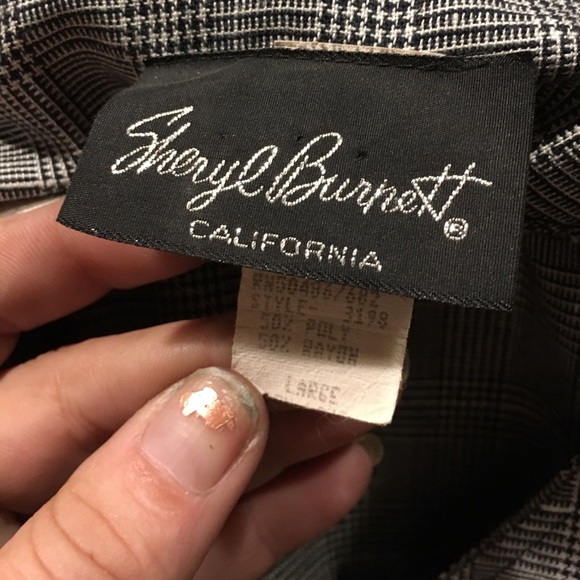 Black & white plaid short jacket w/silver buttons - Picture 7 of 8