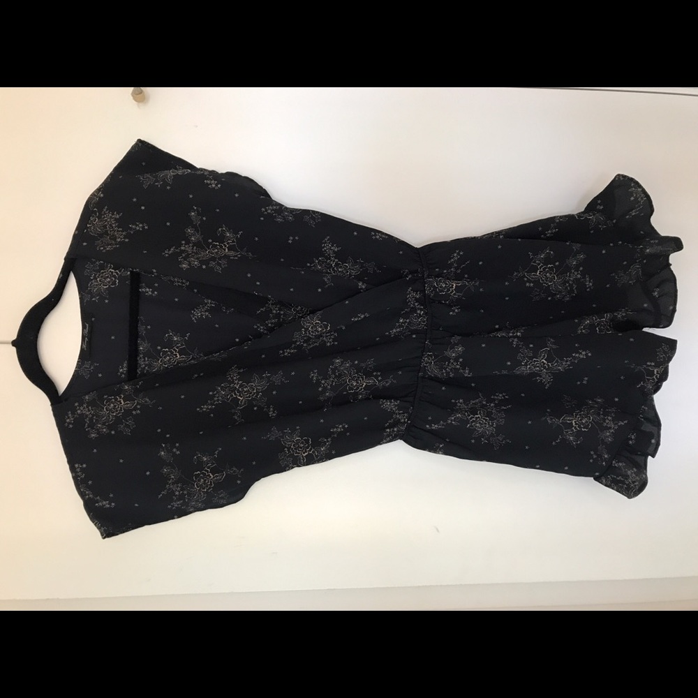 Black floral print romper