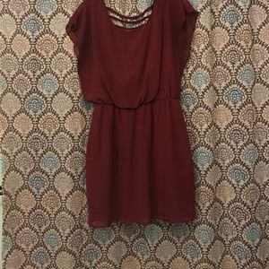 Burgundy city triangles dress