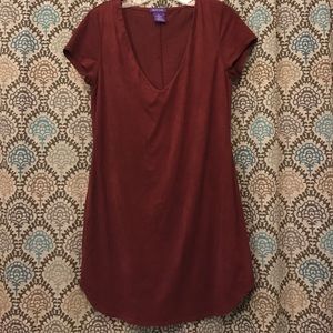Suede burgundy dress