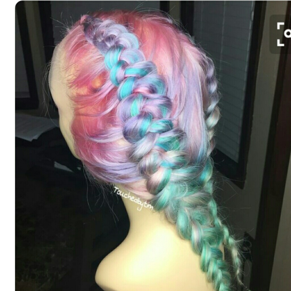 Multi colored; Human Lace wig