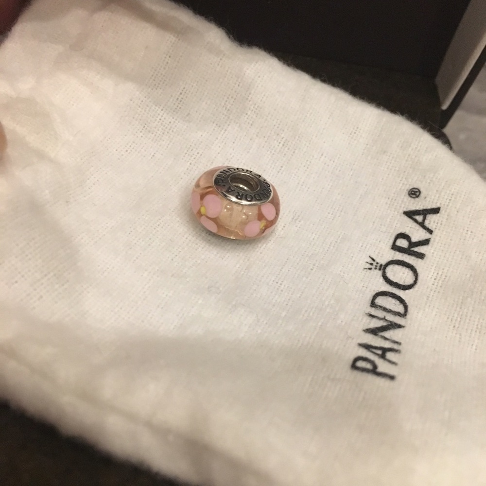 Authentic Pandora Pink Murano Charm