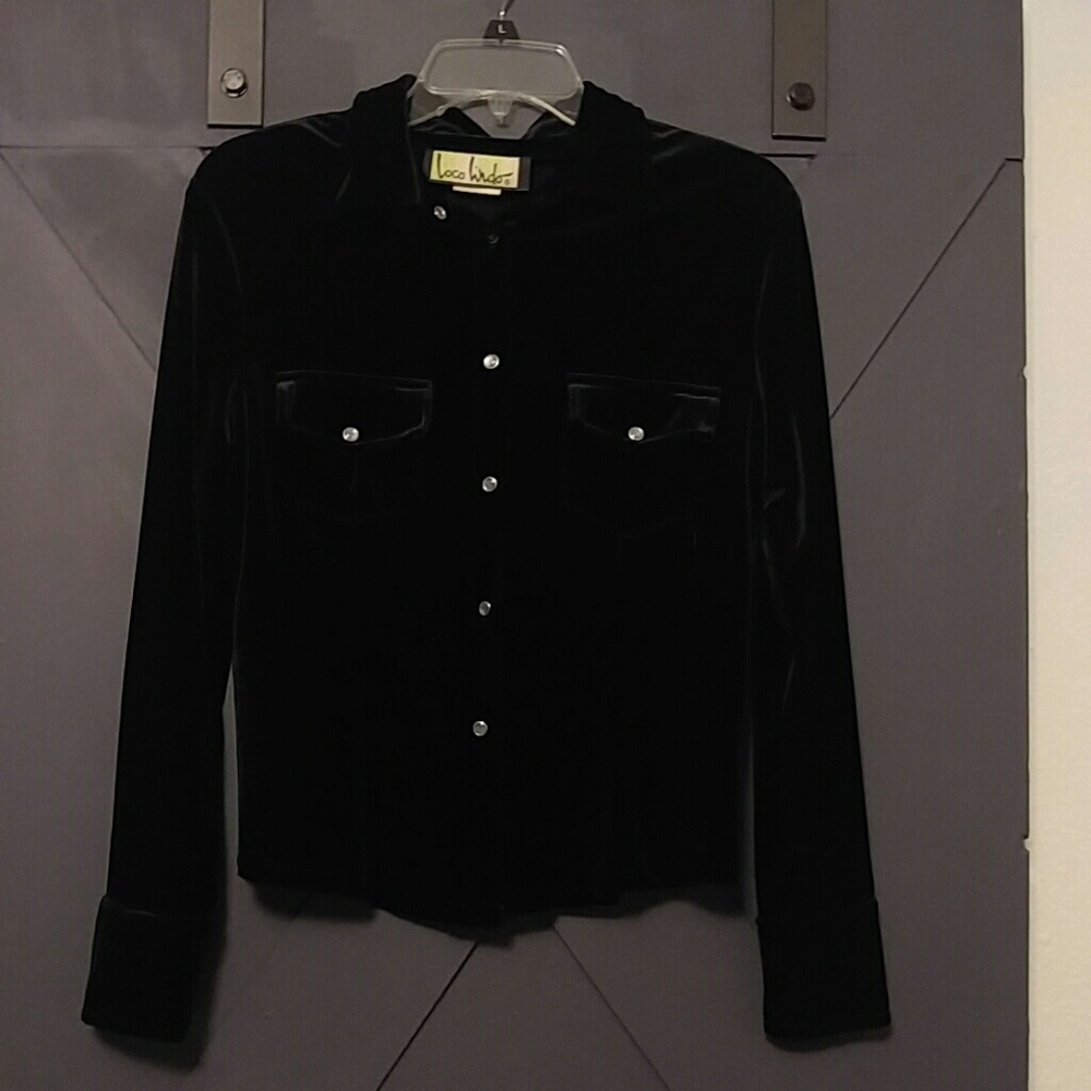 Black Velvet Button Down Shirt