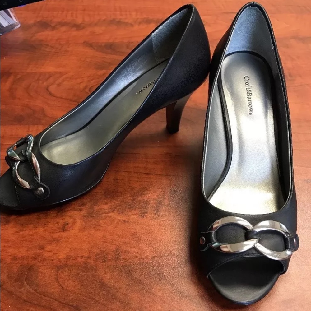 Croft & barrow 3 inch black leather Career pumps