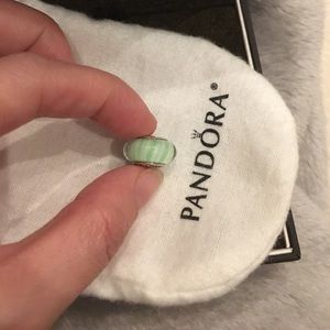 Authentic Pandora green stripe Murano charm