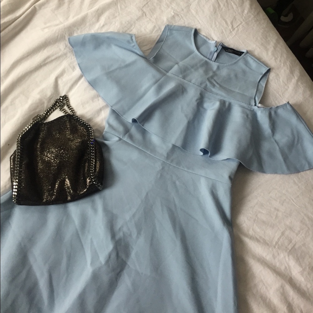 Zara ruffle cold shoulder dress