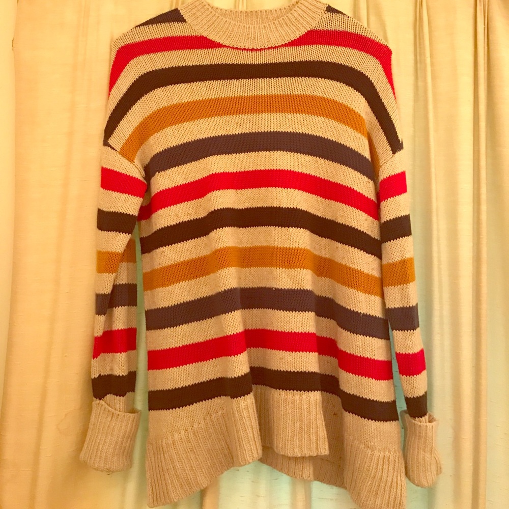 A-line striped tunic sweater