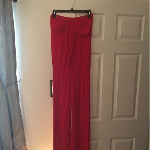 Strapless red romper