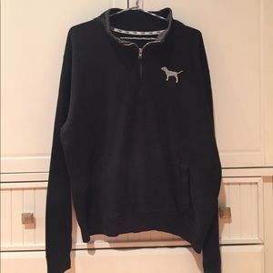 Black pink one fourth zip up sweatshirt
