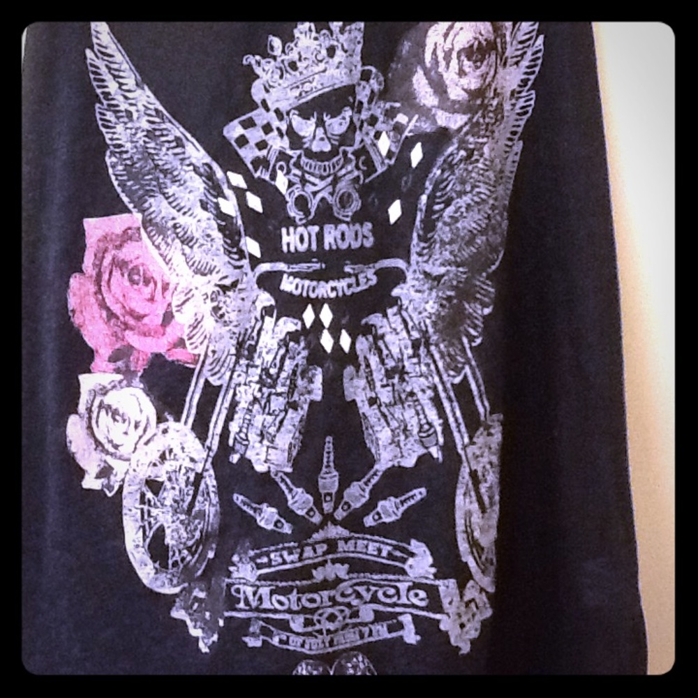 Almost Famous Black Razor Back Motorcycle Skull
