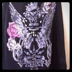 Almost Famous Black Razor Back Motorcycle Skull