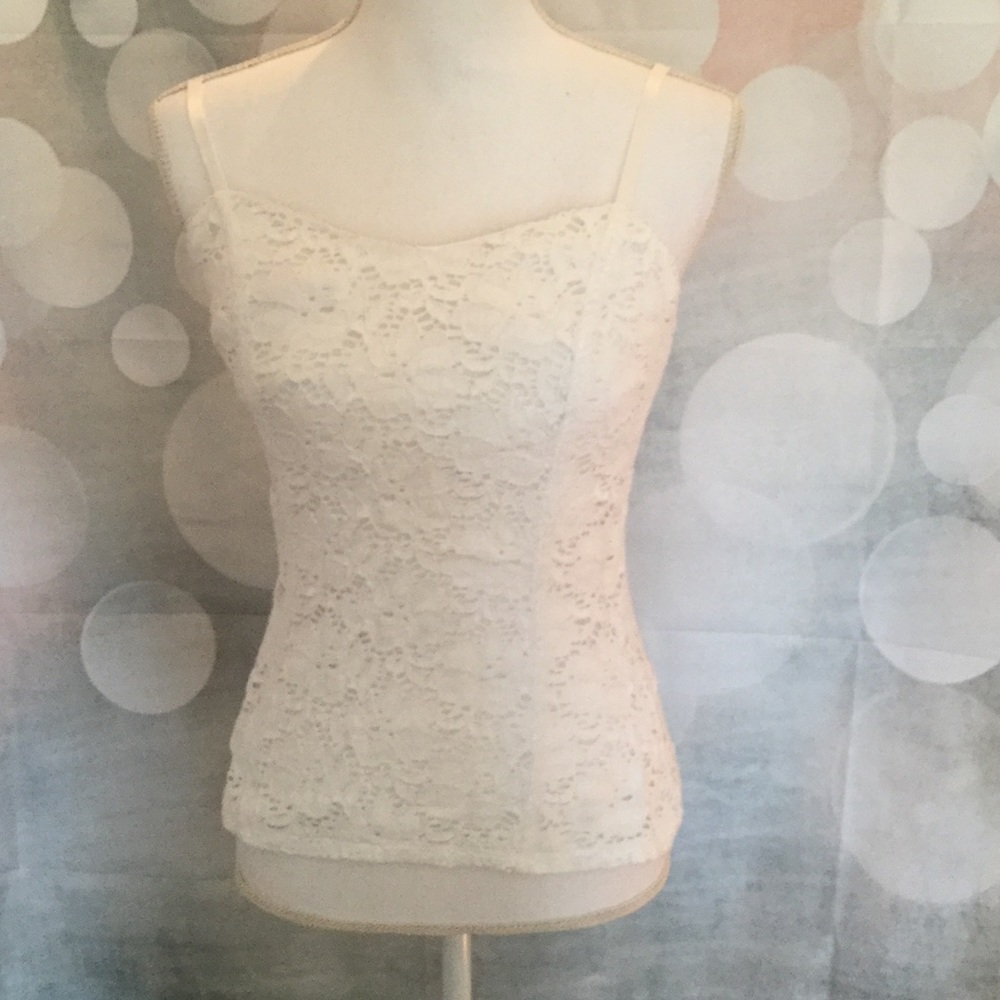 INC patterned white top with shelf bra