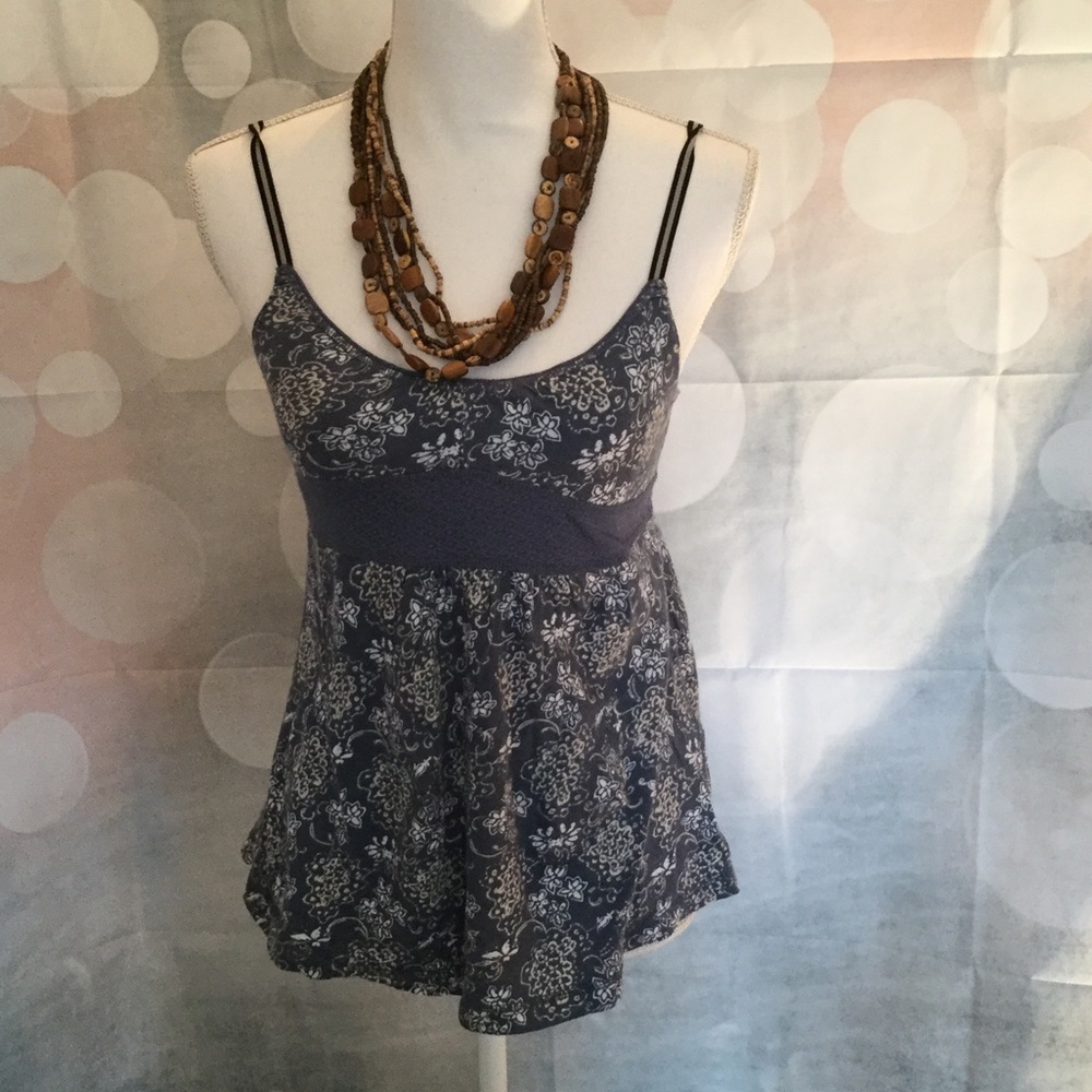 Blue and white floral top