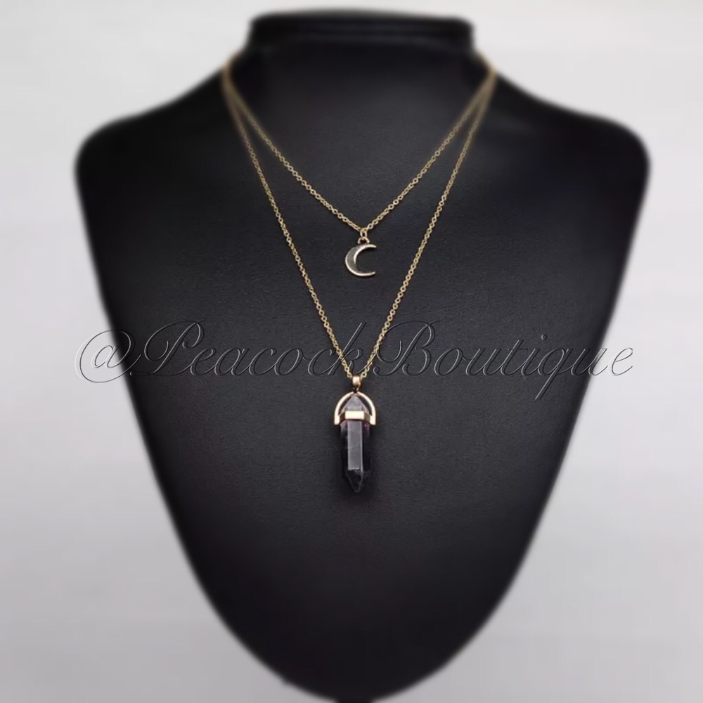 Vintage Bohemian Crescent Hexagon Necklace Choker