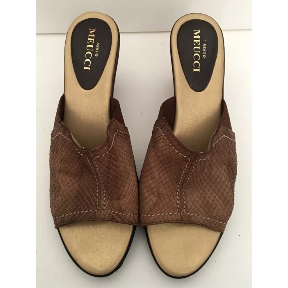 SESTO MEUCCI ITALY BROWN PLATTFORM CLOGS Sz 9 M