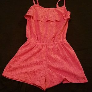 Pink lace romper