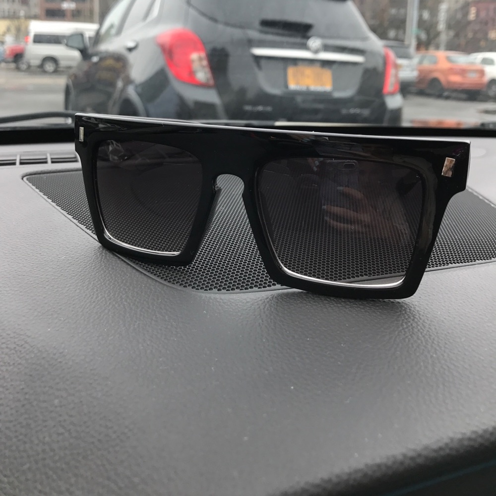 Flat top black sunglasses