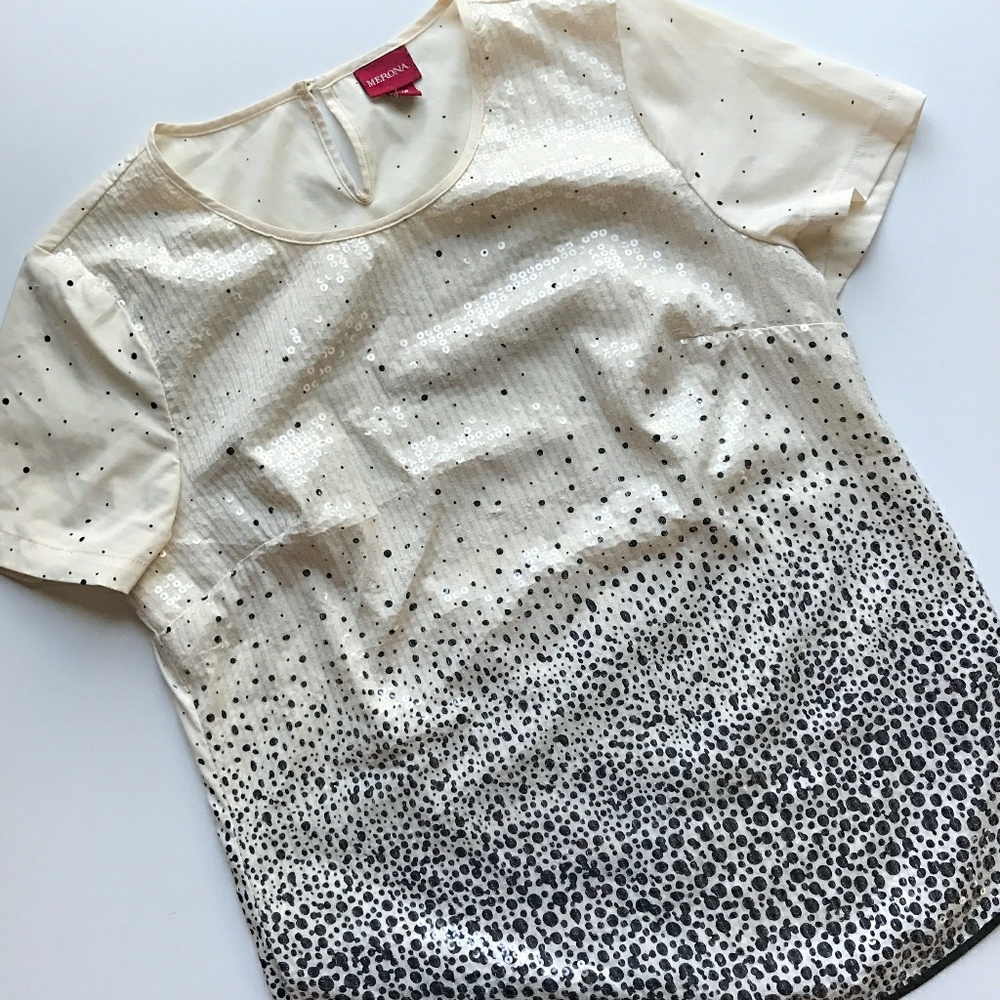 Ivory Ombre Sequin Blouse