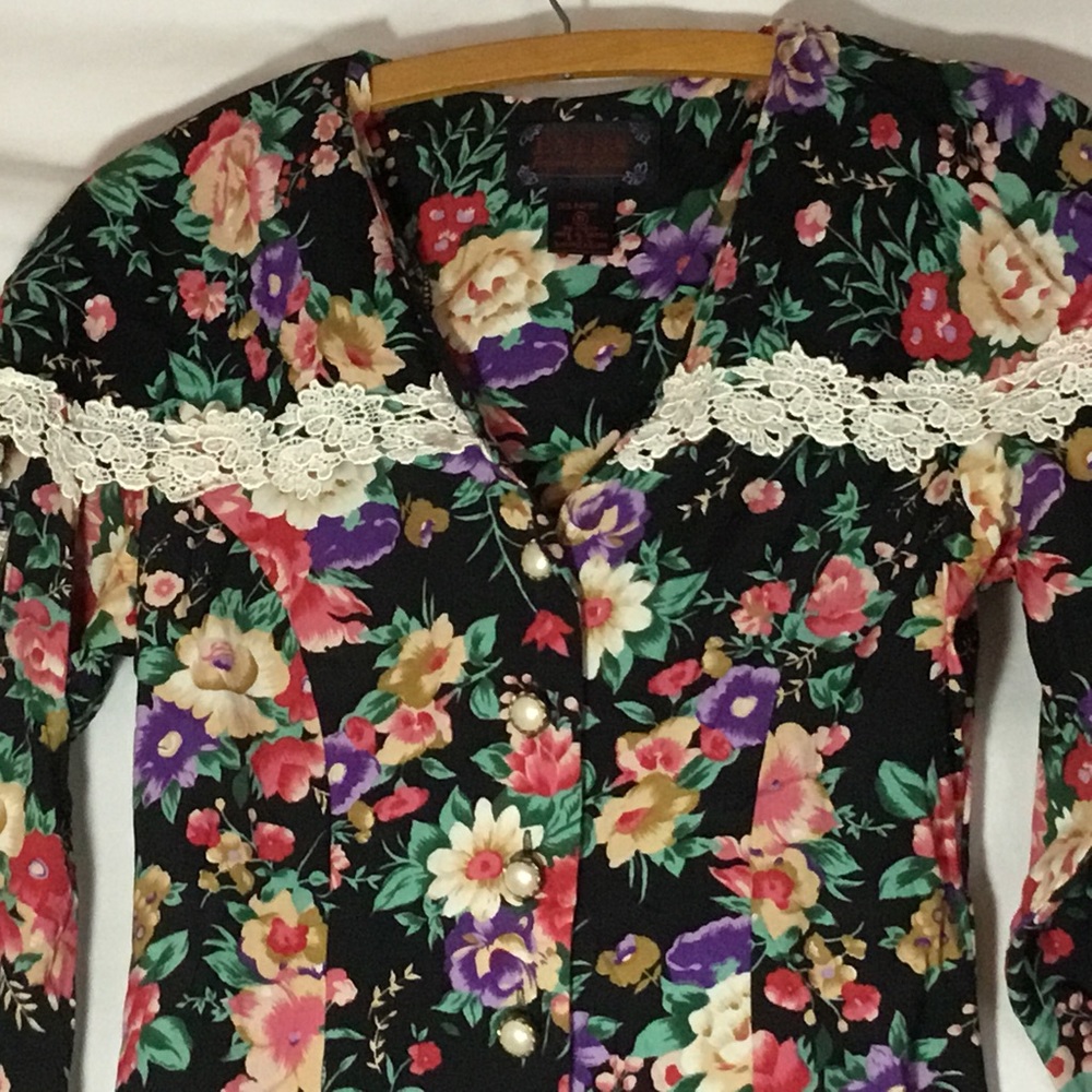 Skorts Romper Floral dress shorts pearl buttons 5